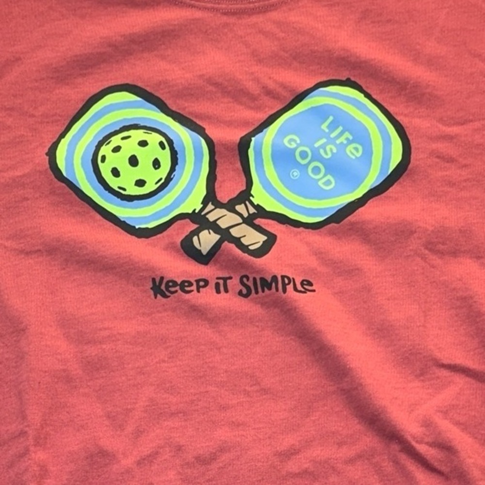 Life is Good Mens‎ Crusher Tee T-Shirt Keep It Simple Pickleball Paddles L NWOT